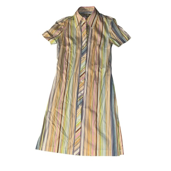 Trina Turk Dress Stipe Pastel Buttondown Shirt Dress Lightweight 4 - Picture 2 of 5
